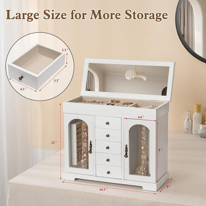 Miratino Jewelry Box for Women Girls, Wooden Jewelry Organizer Box - Image 6