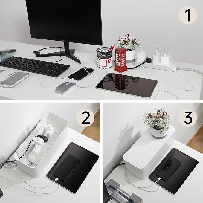 YECAYE 2 Pack Cable Management Box, Pet Friendly Cord Organizer Box - Image 3