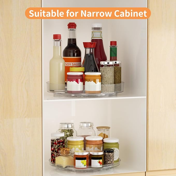 2 Pack Lazy Susan Turntable Organizer, 9 and 10 Inch Rotating Trays - Image 2