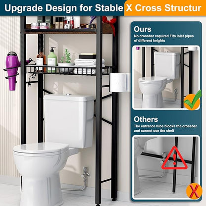 Over The Toilet Storage Cabinet, 4 Tier Bathroom Organizers and Storage - Image 4