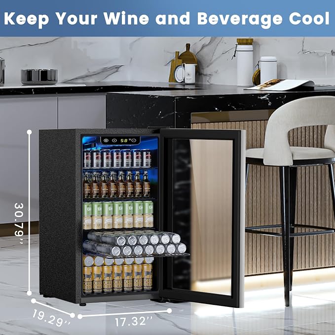 Mini Fridge 130 Can Beverage Refrigerator Cooler, 3.2 Cu.Ft Drink Fridge - Image 7