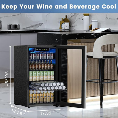 Mini Fridge 130 Can Beverage Refrigerator Cooler, 3.2 Cu.Ft Drink Fridge - Image 6