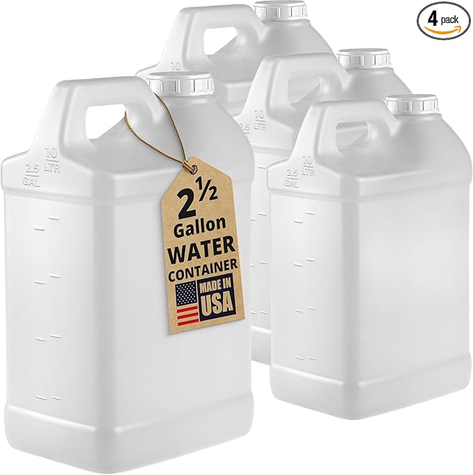kitchentoolz 4‑Pack 2.5 Gallon Water Jugs – HDPE Water Containers by KITCHENTOOLZ