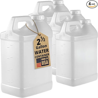 kitchentoolz 4‑Pack 2.5 Gallon Water Jugs – HDPE Water Containers by KITCHENTOOLZ