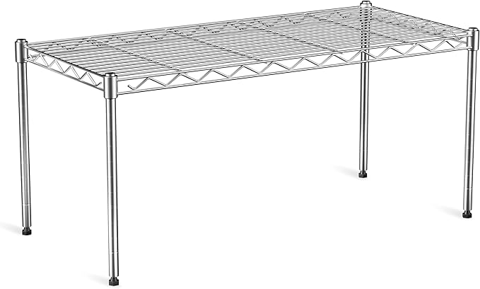 1-Tier Wire Shelf Rack, Single Metal Shelves Rack, 1 Tier Metal Shelf, Chrome | by Vanzbon