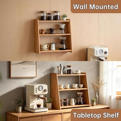 100% Solid Rubber Wood Spice Rack, 3 Tier Freestanding & Wall Mounted Kitchen - Image 4