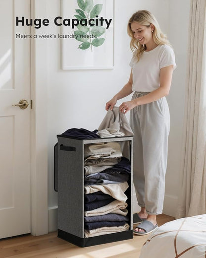 SOLEDI Laundry Hamper with Lid 90L Large & Tall Collapsible Laundry Basket - Image 3