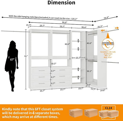 Closet System with 6 Drawers, Corner Closet Organizer Systems with 8 Shelves & - Image 2