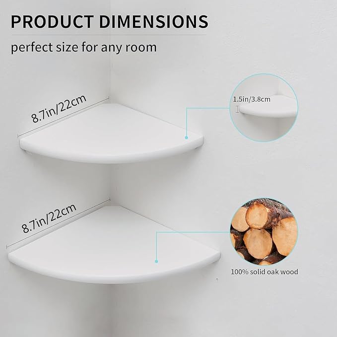 Corner Shelves, Floating Corner Shelf, Round End Wall Mount - Image 6