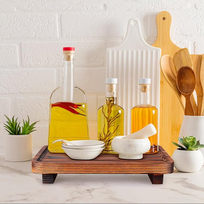 Farmhouse Bathroom Counter Tray Wood Risers Display Stands Kitchen Countertop - Image 3