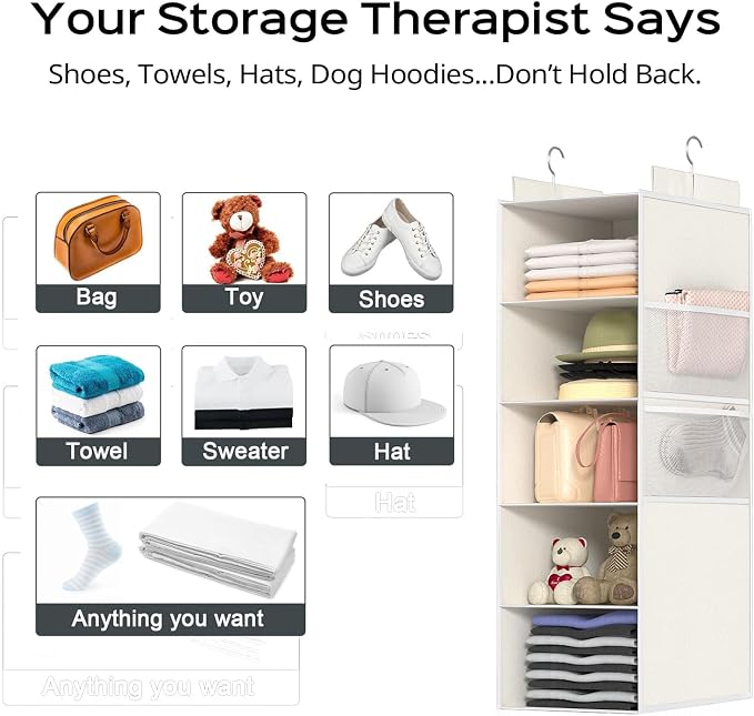 Extra Deep Hanging Closet Organizers and Storage, 5-Tier Closet Hanging - Image 7