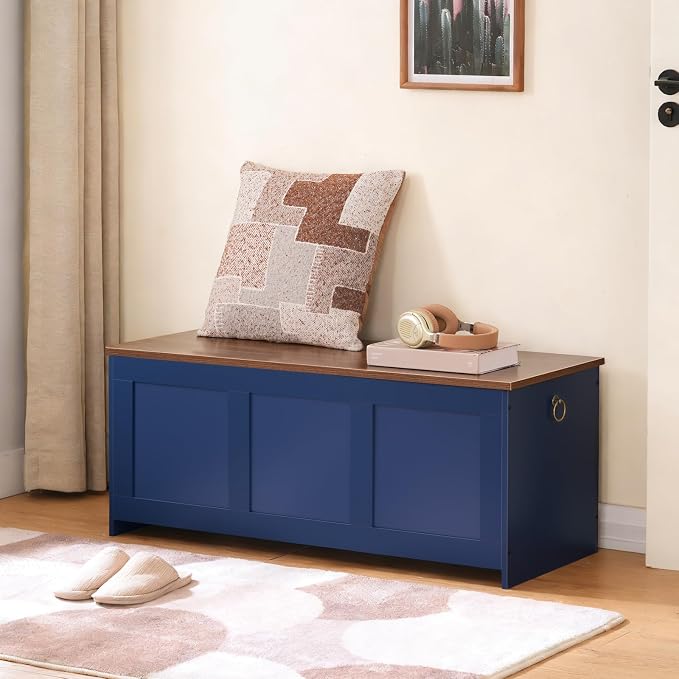 HOOBRO Storage Bench, 39.3" Retro Wooden Storage Chest, Wooden Storage Trunk - Image 5