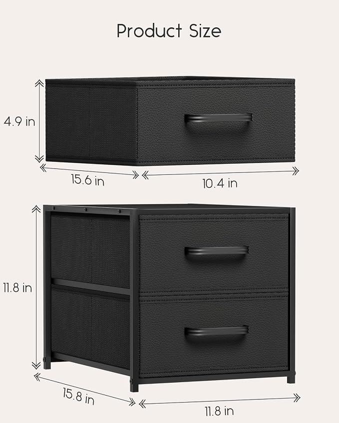 Homsorout 2 Drawers for Closet -Small Fabric Dresser Closet Storage | 1 Pack - Image 3