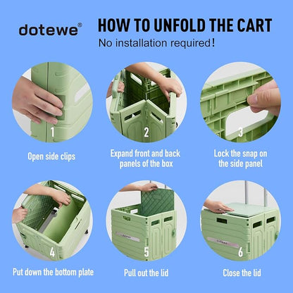 Folding Utility Cart Portable Rolling Crate Handcart Foldable Shopping Trolley - Image 5