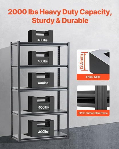 VEVOR Storage Shelves, 2000 lbs, 5 Tier Garage Storage Shelving - Image 4