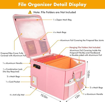 TOMKID 5200°F Fireproof Document Box, Fire Important Document Organizer - Image 3