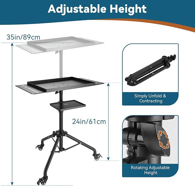 Rolling Tool Cart, Adjustable Mobile Work Table - Image 2