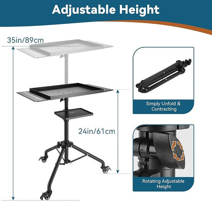 Rolling Tool Cart, Adjustable Mobile Work Table - Image 2