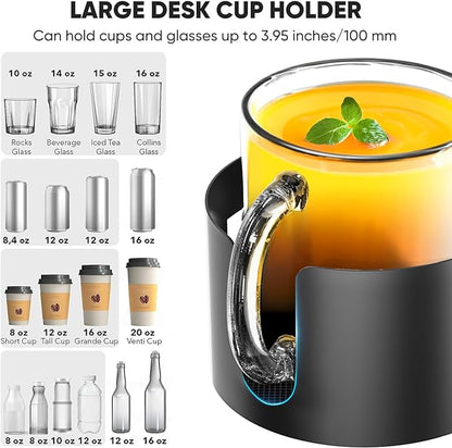 Upgraded Large Desk Cup Holder Clamp, OOKUU Anti-Spill Table Cup Holder - Image 3