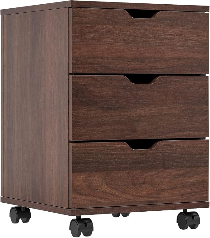 Farini Mobile File Cabinet for Home Office, 3 Drawer Chest Wood, Drawers Unit by Farini