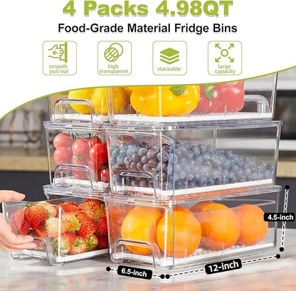 4-Pack Refrigerator Drawer Organizer Bins, - Image 2