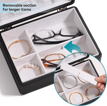 LAMOTI 2-Layer Jewelry Box for Women, Floating Effect Leather Jewelry Organizer - Image 5