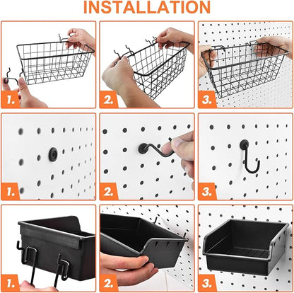 Pegboard Basket Organizers, Peg Board Large Baskets Hooks Bins Cups Tool - Image 5