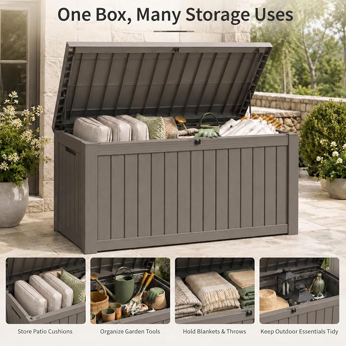 270 Gallon Extra Large Deck Box Outdoor, Resin Storage Box Outdoor Waterproof - Image 9