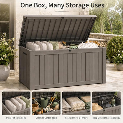 270 Gallon Extra Large Deck Box Outdoor, Resin Storage Box Outdoor Waterproof - Image 9