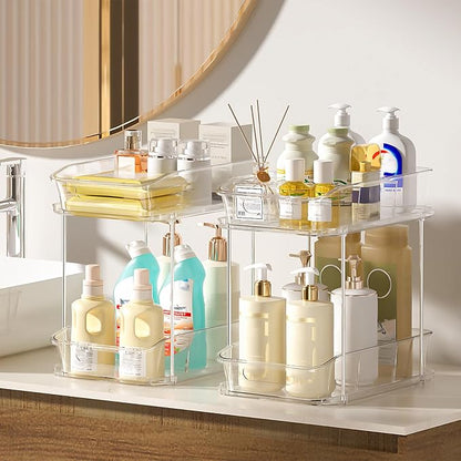 Delamu 2-Tier Under Sink Organizers and Storage, Pull Out Kitchen Pantry - Image 6