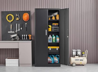Metal Storage Cabinet with Adjustable Shelves, Garage Storage Cabinets with - Image 2