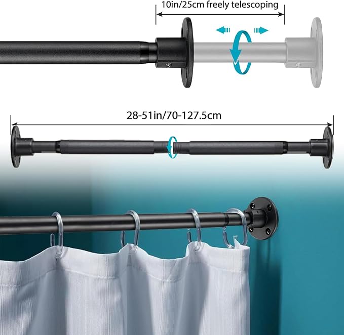 Closet Rods, 28-51 inch Adjustable Size, Screw Fixing Connection, - Image 5