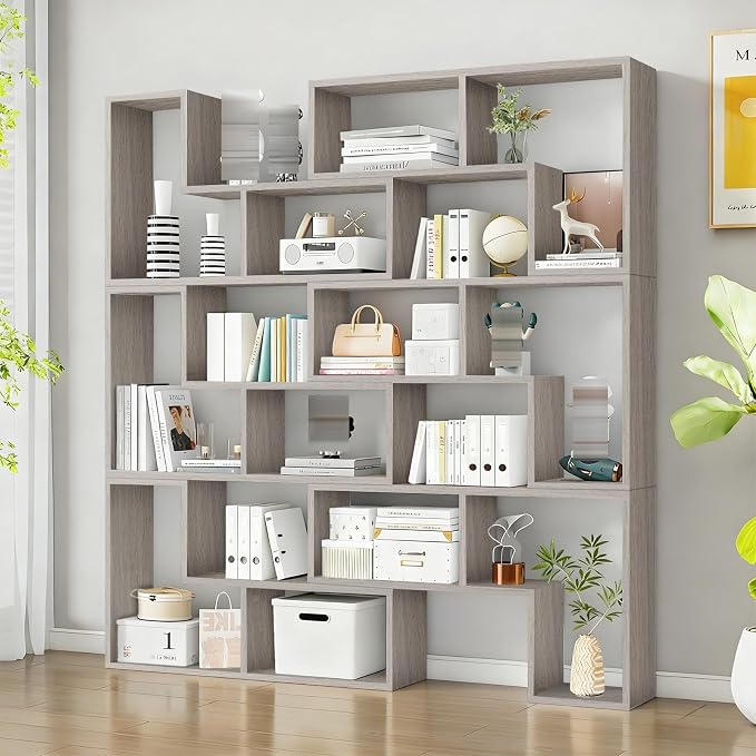 Expandable Bookcase with Adjustable Width, Wooden Room Divider Bookshelf by Unknown