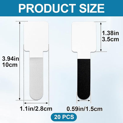 20pcs Hook and Loop Cable Ties, 3.94 Inch Self Adhesive Cable Management Straps - Image 2