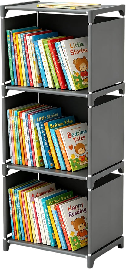 RIIPOO Book Shelf, 3-Cube Storage Organizer, Metal & Fabric Bookcase by RIIPOO
