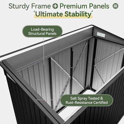Aoxun 7.5'x4' Triple Door Shed Outdoor Storage Shed - Image 5