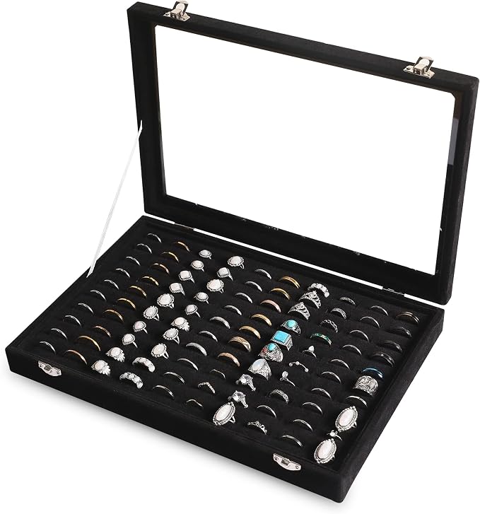 Frebeauty Ring Organizer Tray 100 Slots Ring Holder by Frebeauty