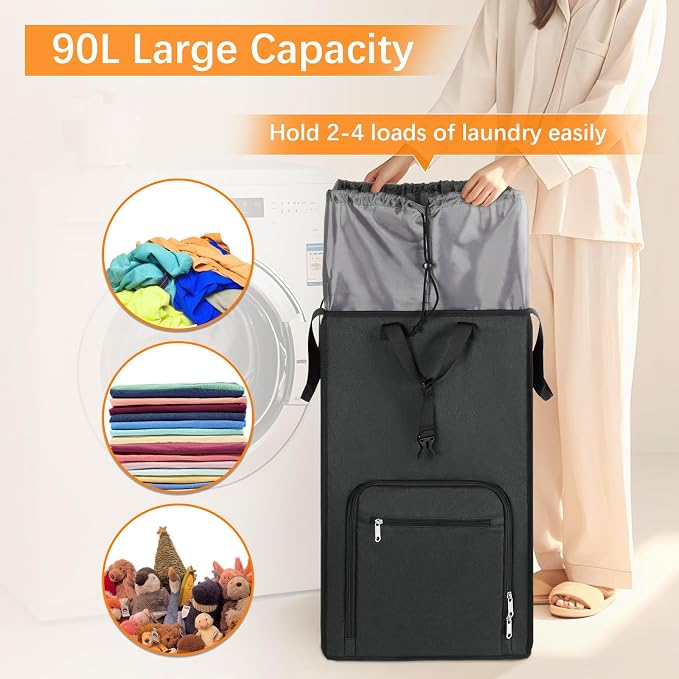 Bukere Extra Large 3 in 1 Rolling Laundry Backpack Bag - Image 2