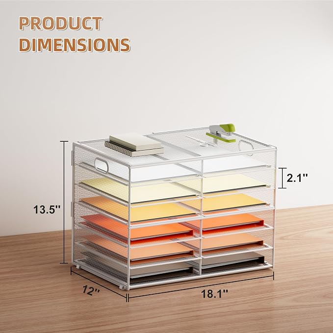 Marbrasse 7 Tier Desktop Literature Organizer, Mesh Paper Organizer Desk - Image 3