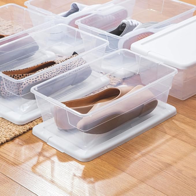 Sterilite 24-Pack 6 Quart Storage Boxes, Stackable Clear Plastic Bins - Image 4