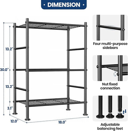 Abiglifty Storage Shelves, 3-Tier Metal Shelving, Wire Shelving - Image 2