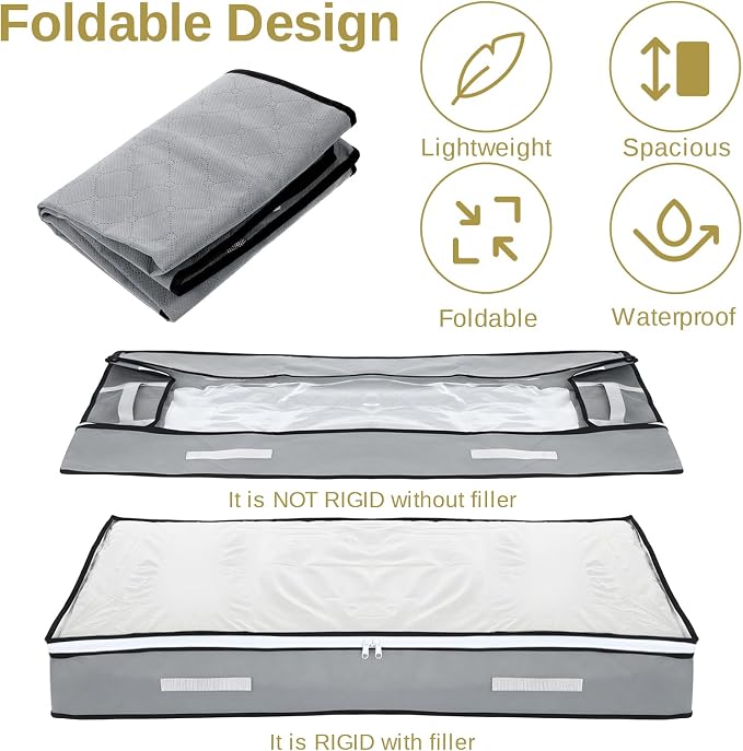 4 Pack 5.5 Inches High Under Bed Storage Containers, Low Profile Under Bed - Image 4