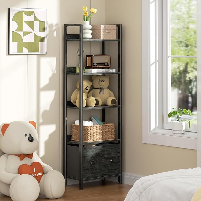 Furologee 5-Tier Bookshelf, Tall Bookcase - Image 7