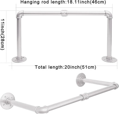 WEBI Industrial Pipe Clothing Rack, Heavy Duty Metal Garment Rack Bar Wall - Image 4