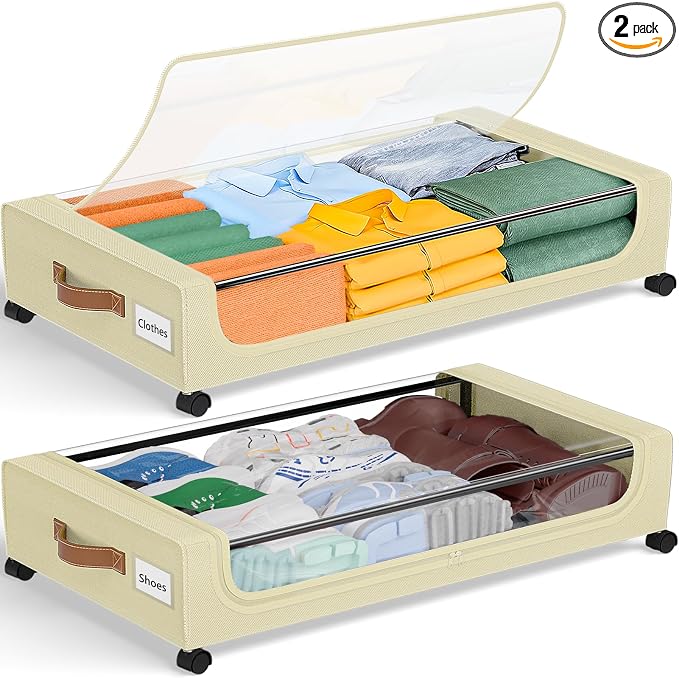 GoMaihe Under Bed Storage with Wheels: 48L Underbed Storage Containers with Lids by GoMaihe