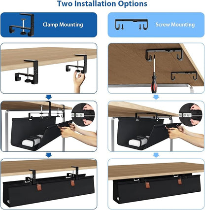 Zilink No Drill Under Desk Cable Management Tray 30" Cord Organizer - Image 2