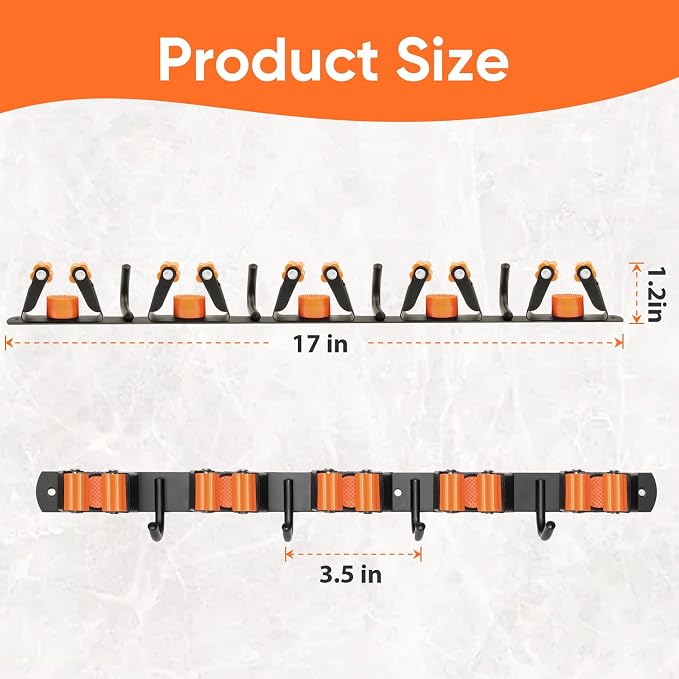 Gorlary Mop and Broom Holder Wall Mount, Broom Hanger Organizer Storage Racks - Image 3