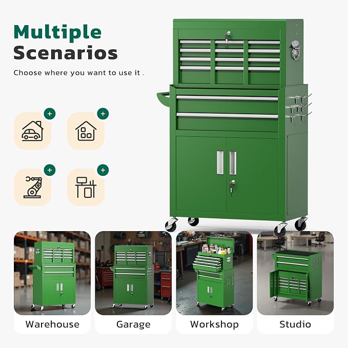 Greenvelly Tool Chest, 8-Drawer Rolling Tool Chest - Image 6