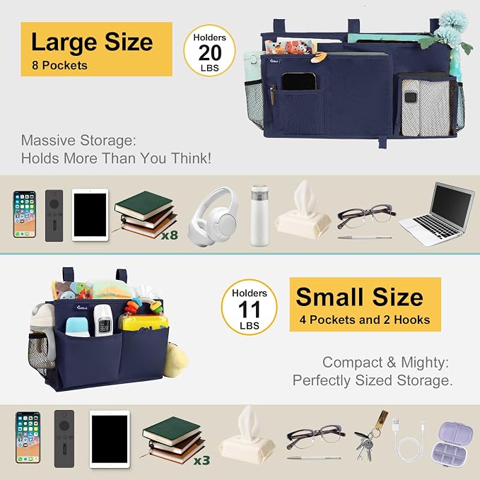 Surblue Bedside Caddy Bunk Bed Storage Organizer Hanging Pockets - Image 3
