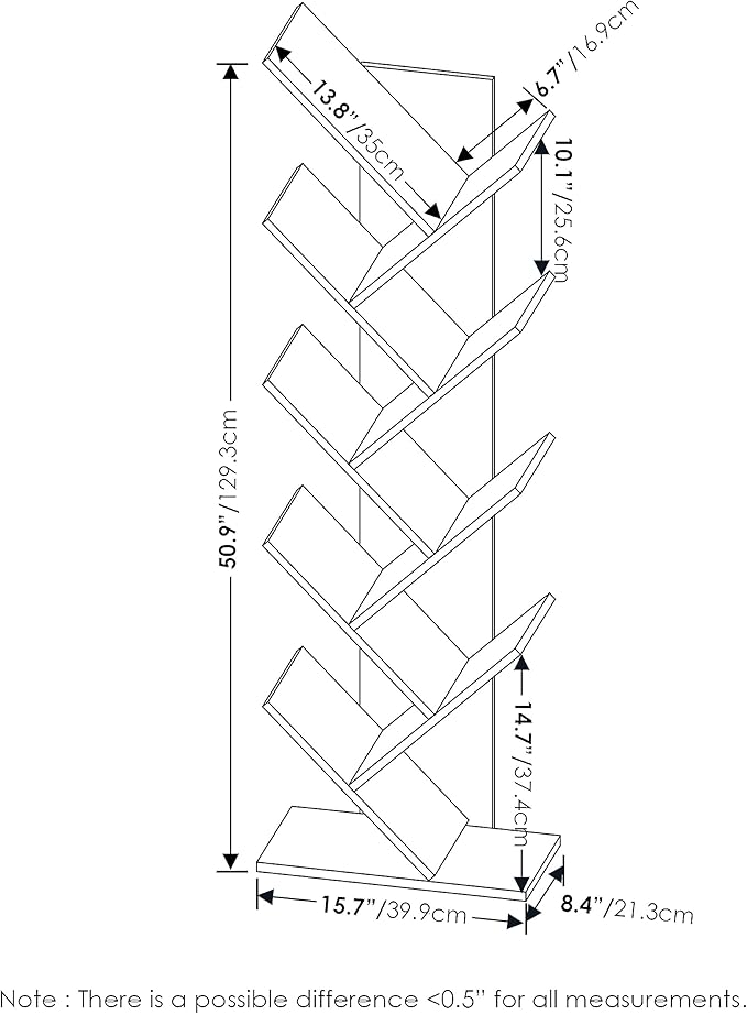 Furinno Bookshelf 9-Tier Floor Standing Tree Bookcase - Image 3
